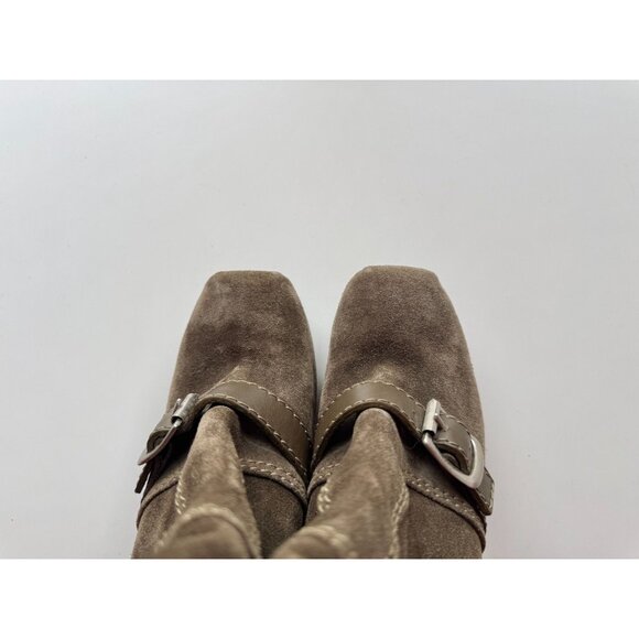 PROENZA SCHOULER Peat Suede Leather Moto Biker Platform Ankle Boots, Size 37.5 - Picture 4 of 16